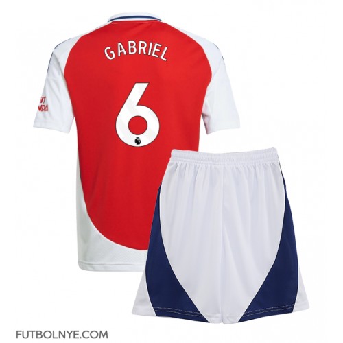 Camiseta Arsenal Gabriel Magalhaes #6 Primera Equipación para niños 2024-25 manga corta (+ pantalones cortos)